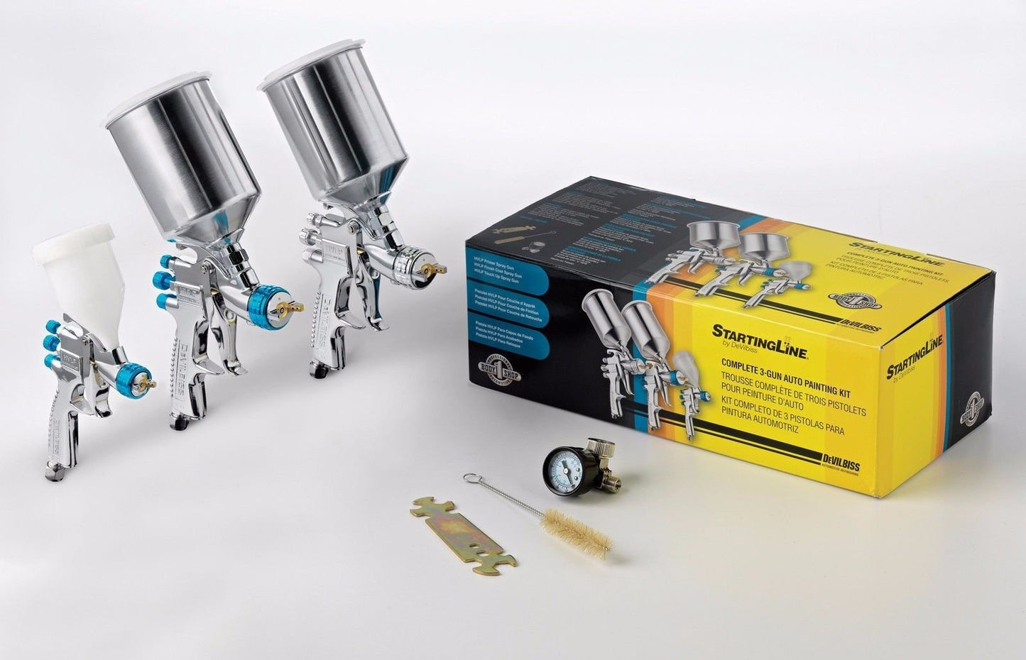 DeVilbiss 802789 StartingLine HVLP 3-Gun Painting & Touch Up Kit