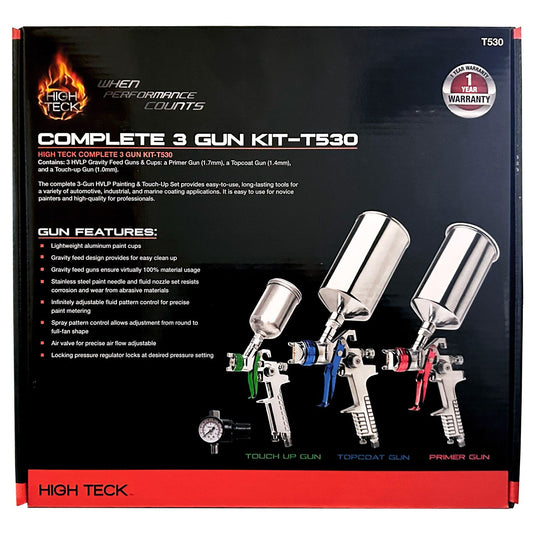 High Teck T530 Complete 3-Gun HVLP Paint & Touch Up Set