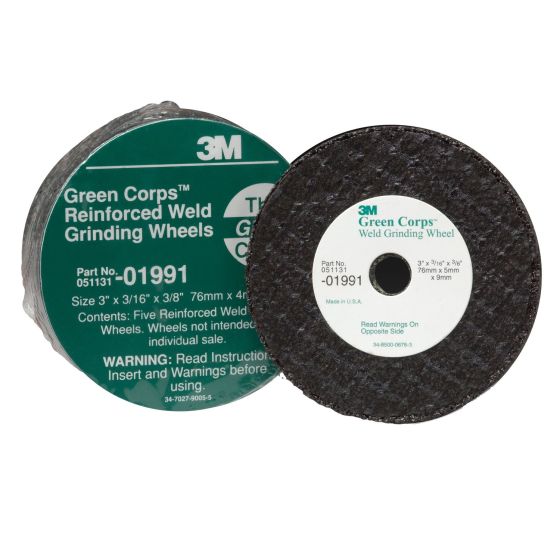 3M 01991 Green Corps Reinforced Weld Grinding Wheel (5 Wheels)