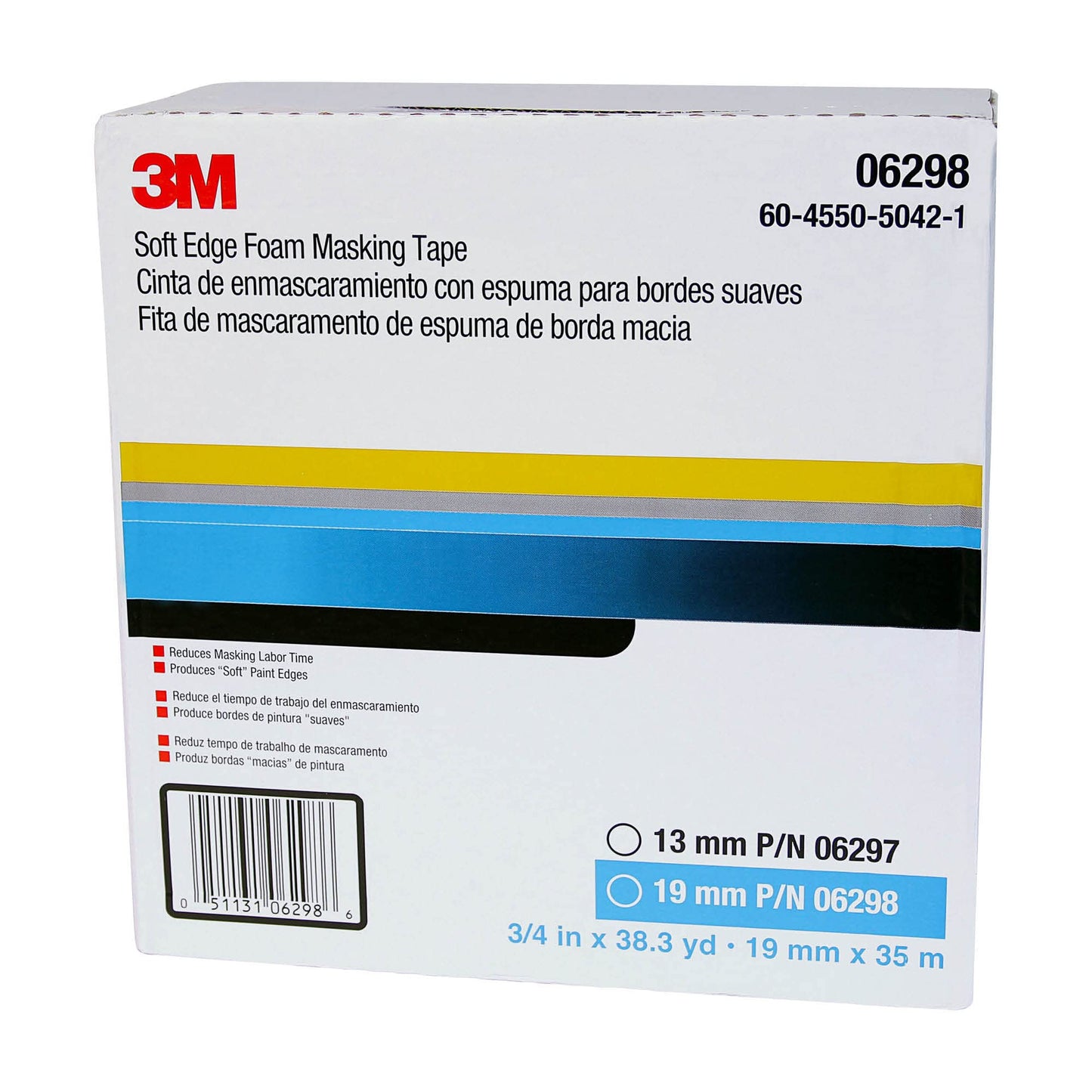 3M 06298 Soft Edge Foam Masking Tape 19 mm width (.75 inches)