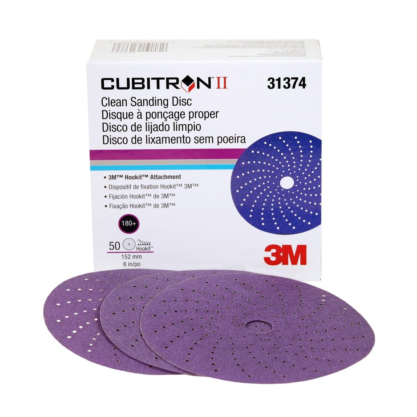 3M 31374 Cubitron II Clean Sanding Hookit Disc 6 inch 180 Grit (50 Discs)
