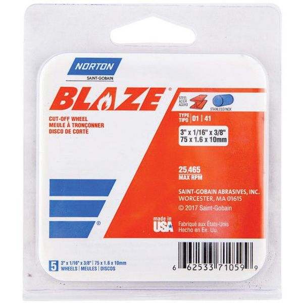 Norton 71059 Blaze 3 in. Diameter Cut-Off Wheel (5 ct)